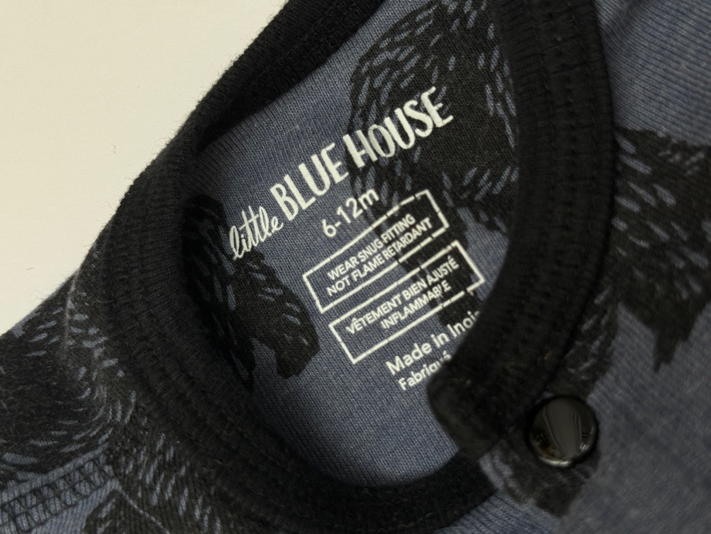 Little Blue House Black Bears Pajama Onesie 6-12m