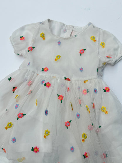 Floral Embroidered Tulle Dress Baby Girl