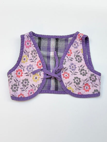 Minymo Reversible Plaid Floral Vest Size 5