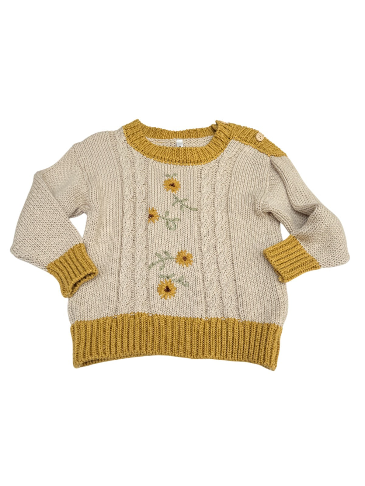 Wild Wawa Floral Embroidered Knit Sweater 2-3y