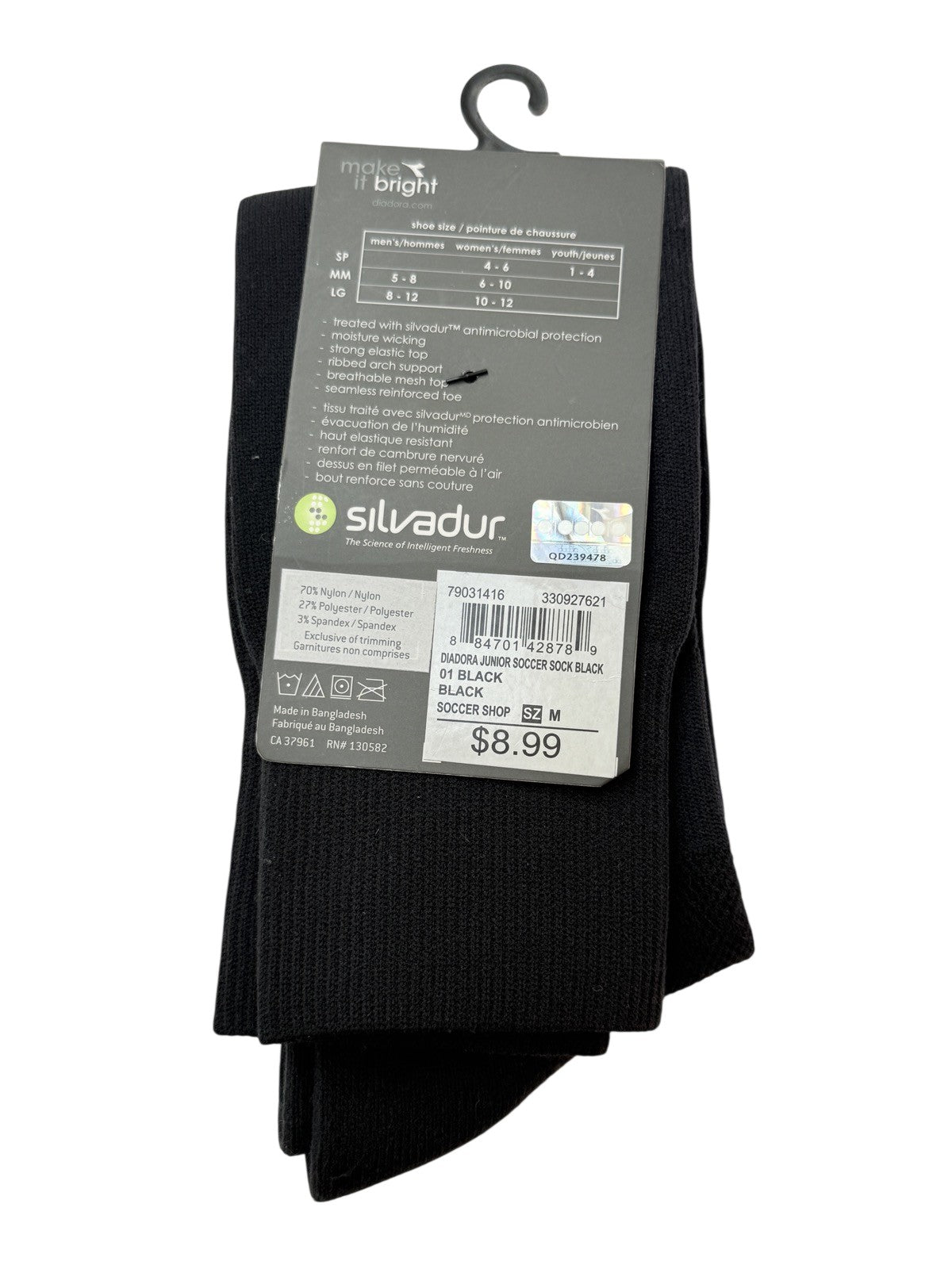 Diadora Soccer Sock Black Medium