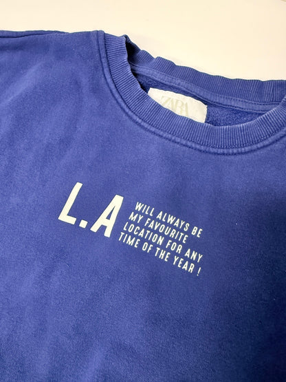 Sweat-shirt graphique Zara bleu Los Angeles taille 10