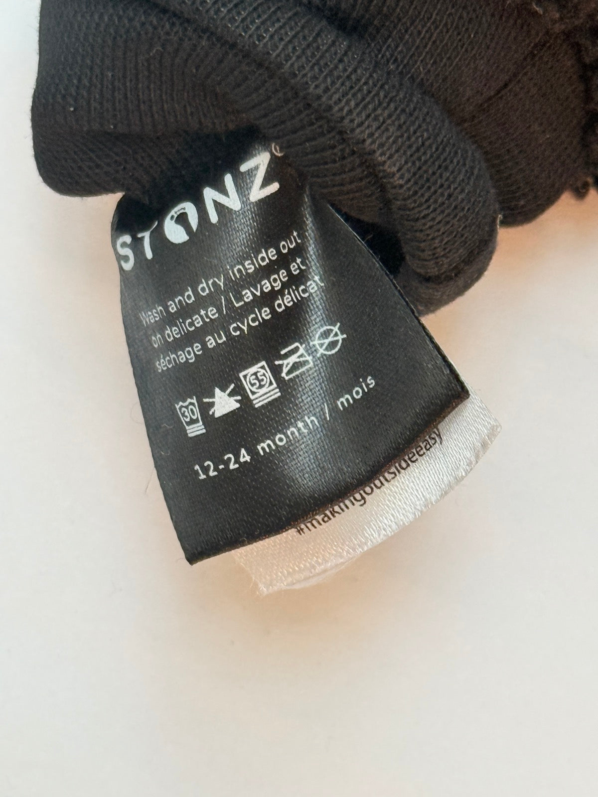 Stonz Black Sherpa Fleece Mittens 12-24M