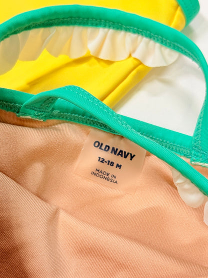 Old Navy Yellow Ruffle One-Piece Swimsuit 12-18M