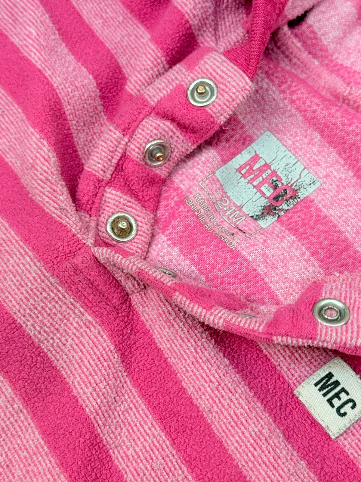 MEC Pink Striped Hooded Pullover 24M