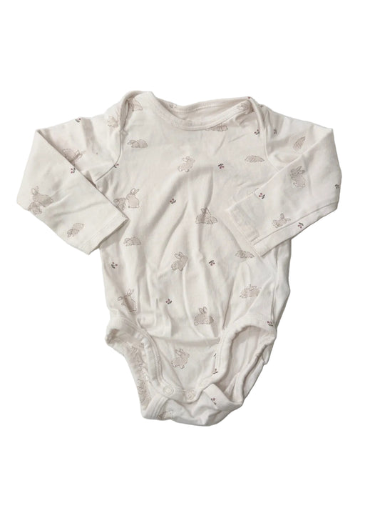 H&M Cream Bunny Print Bodysuit 6M