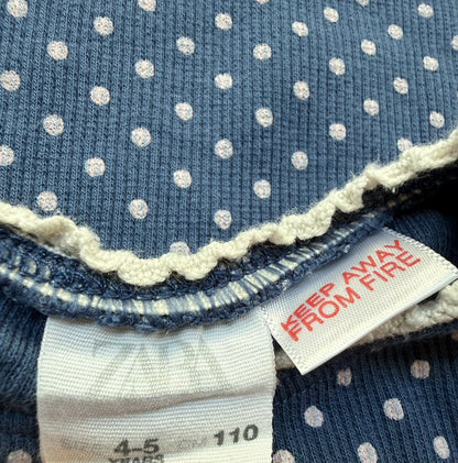 Zara Ribbed Polka Dot Blue Ruffle Top Size 4-5Y