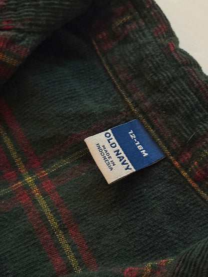 Old Navy Plaid Corduroy Shirt 12-18M