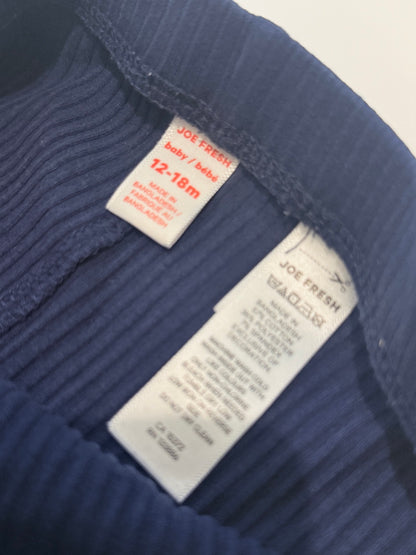 Joe Fresh Navy Ribbed Leggings 12-18M