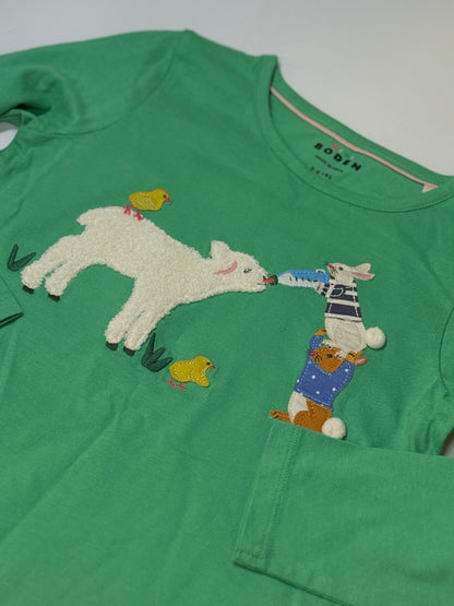 Mini Boden Lamb Appliqué Long Sleeve Top 5-6y
