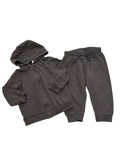 H&M Gray Zip Hoodie Jogger Set 18M