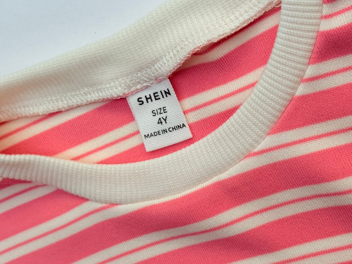 SHEIN Pink Striped Long Sleeve Top Size 4Y