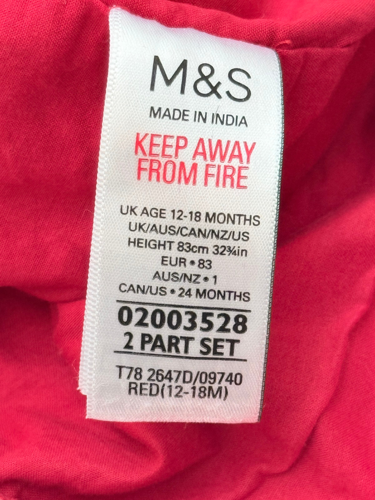 M&S Red Corduroy Floral Overalls 24M