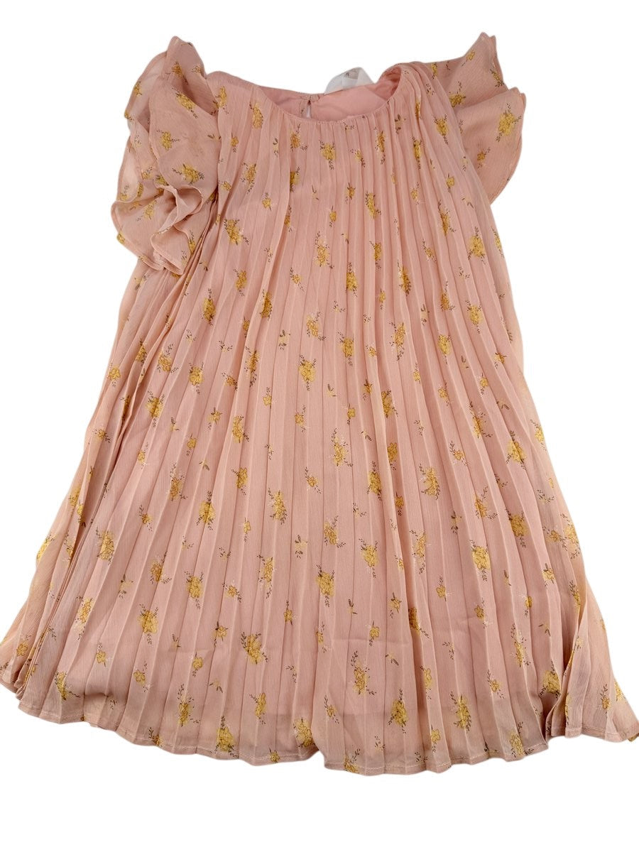 H&M Pink Floral Pleated Dress Size 7-8Y