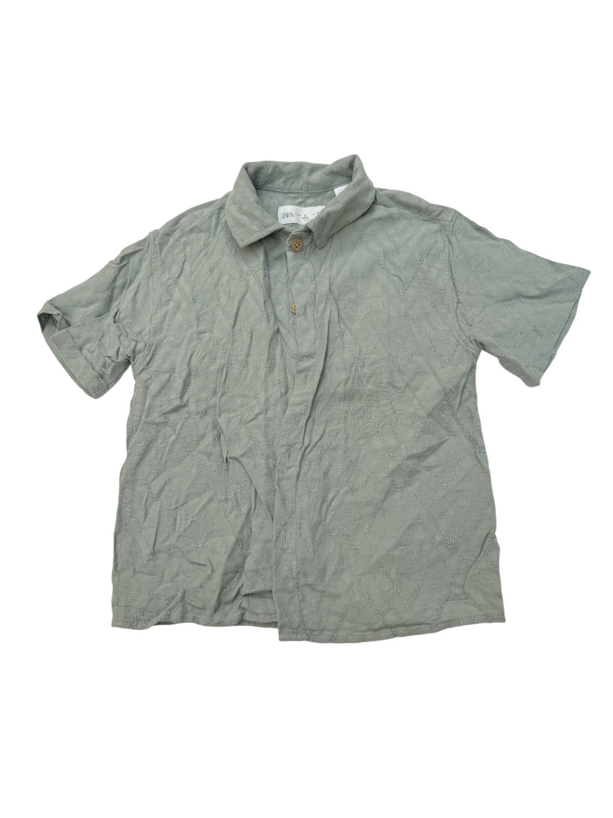 Zara Textured Green Short Sleeve Shirt 5Y
