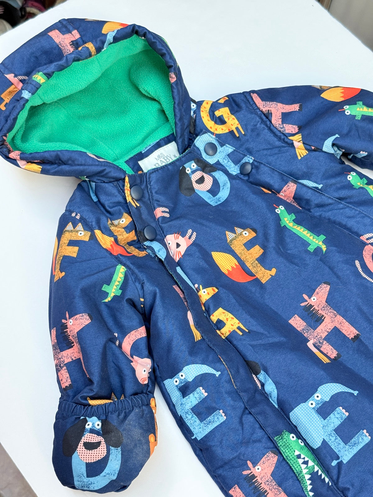 M&S Baby Alphabet Animals Snowsuit 9-12M