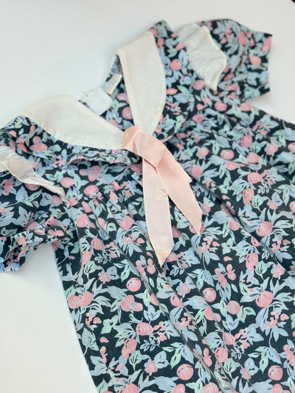 Vintage Floral Dark Navy Girls Dress Size 3T