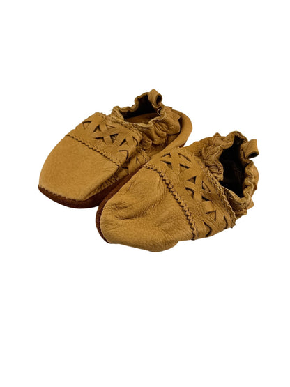 Tan Leather Baby Moccasin Booties 6-12