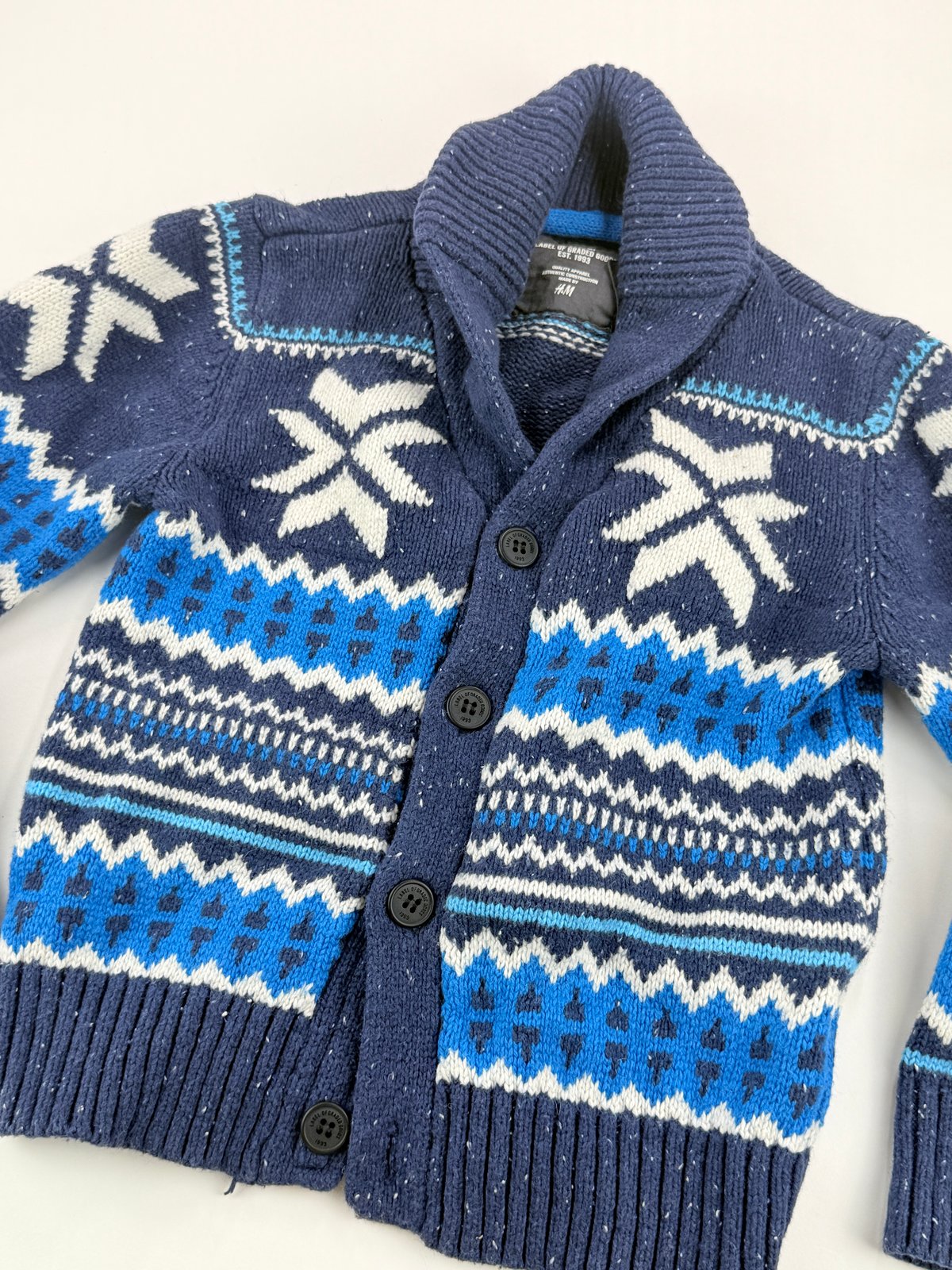 H&M Blue Fair Isle Cardigan Size 4-6Y