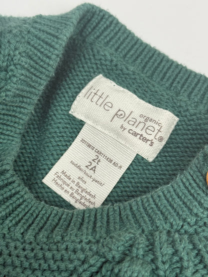 Little Planet Green Cable Knit Sweater 2T