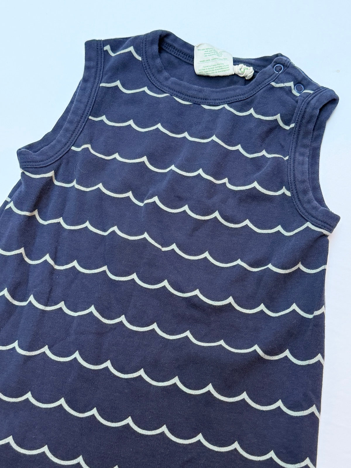 Parade Organics Navy Wave Print Romper 2T