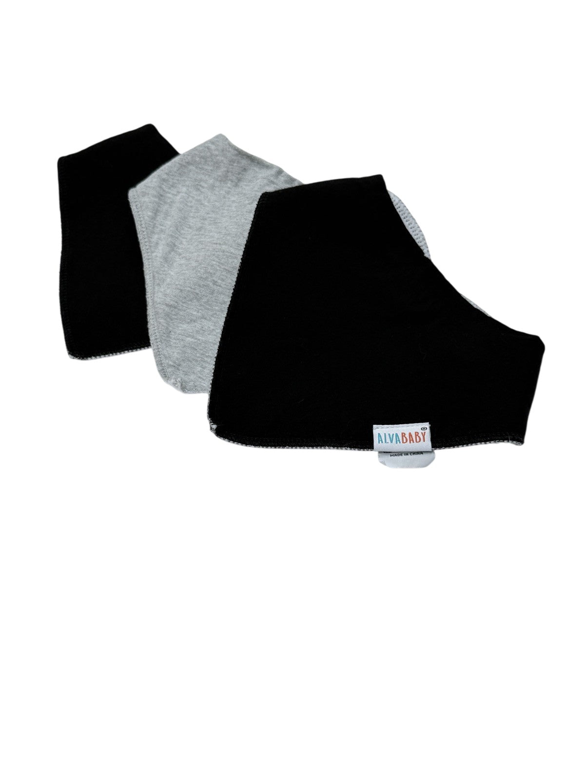 AlvaBaby Black & Grey Bandana Bibs Set of 3