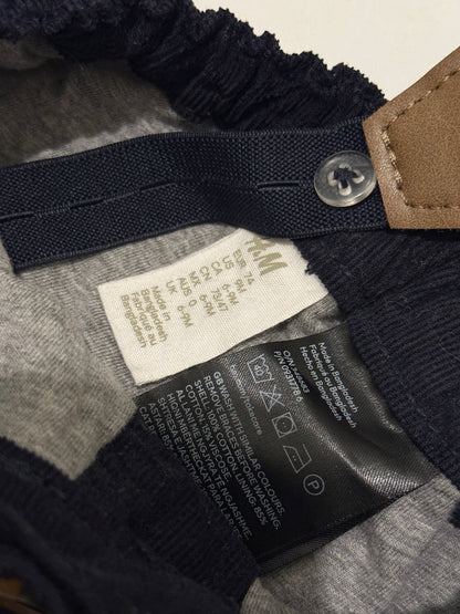 H&M Navy Corduroy Suspender Pants 6-9M