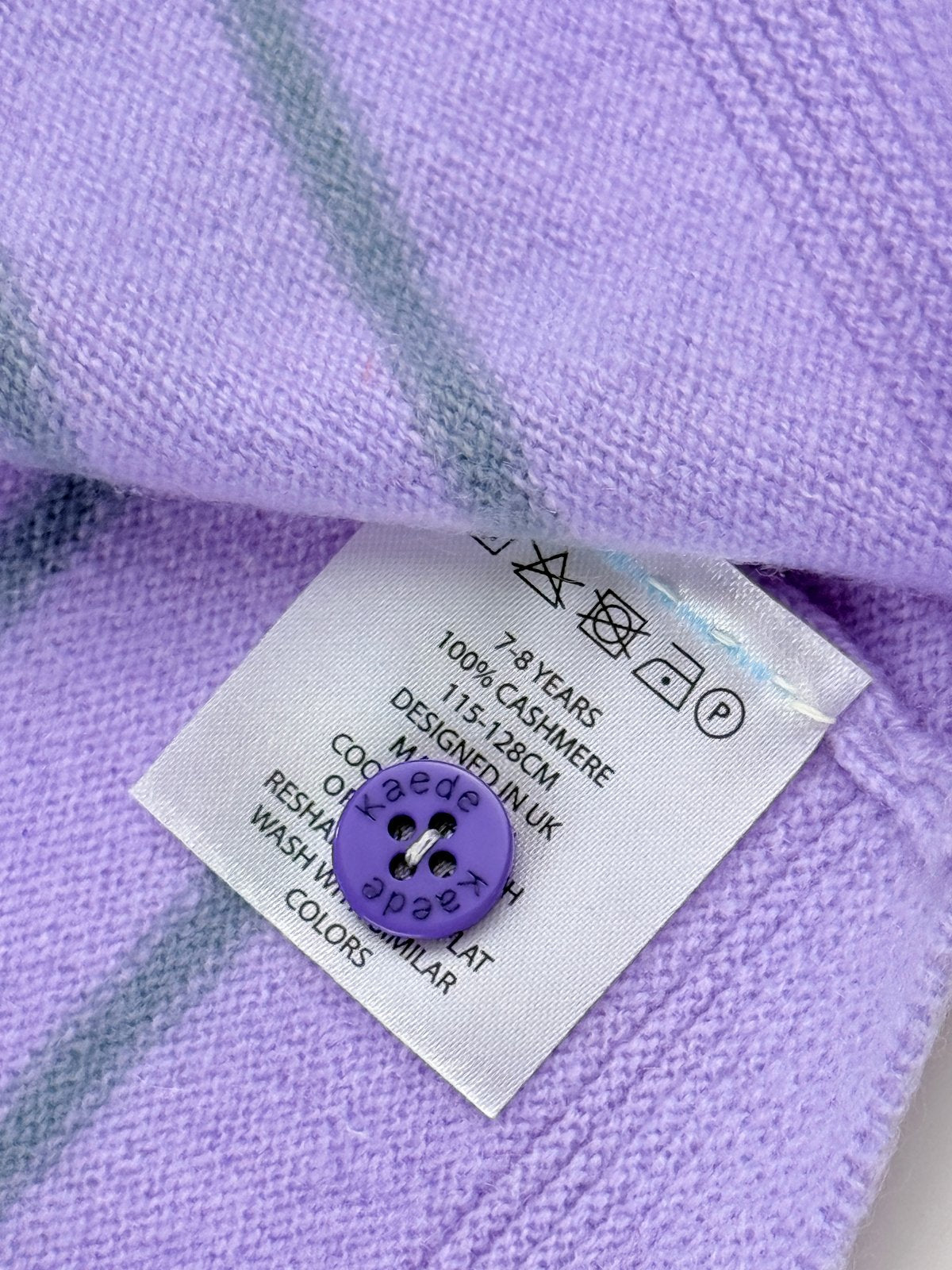NWT - Kaede Lilac Striped Cashmere Cardigan 5-6Y & 7-8Y