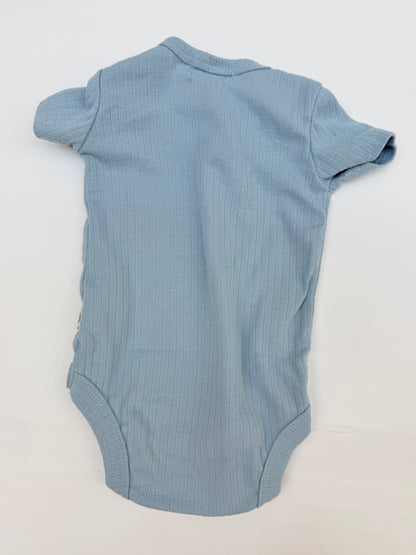Rabbit + Bear Organic Blue Bodysuit 0-3M