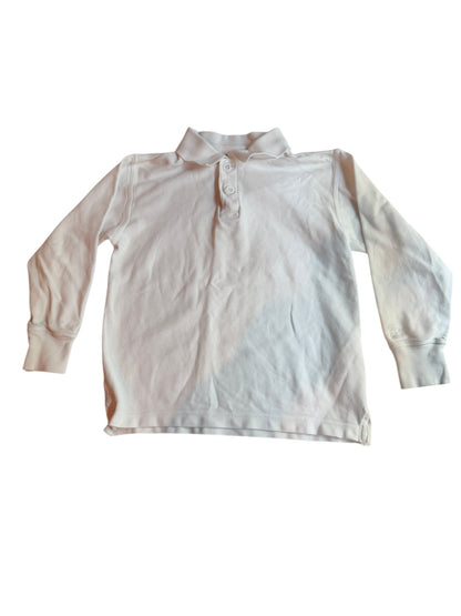 beattie White Long Sleeve Polo YS