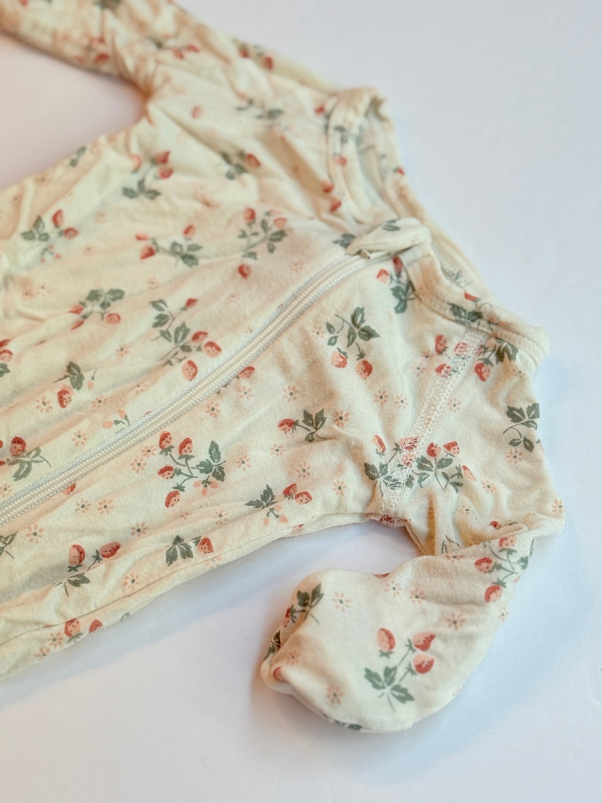 Quincy Mae Strawberry Zip Footie Sleeper NB