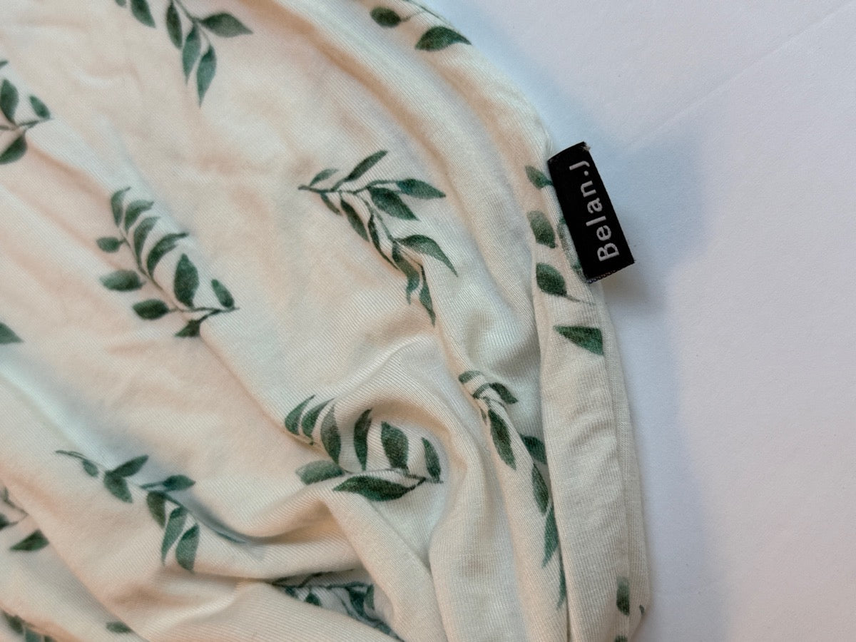 Belan.J Leaf Print Bamboo Romper 0-3M