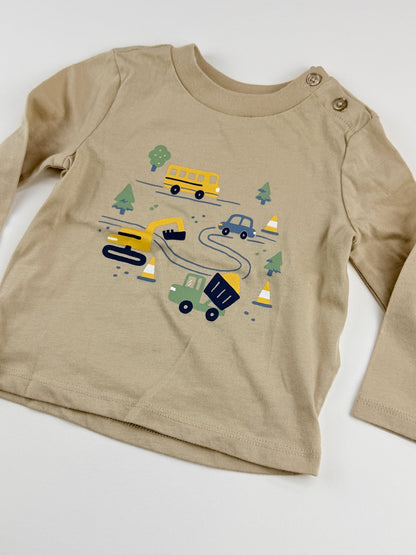 Joe Fresh Construction Print Long Sleeve T-Shirt 6-12M