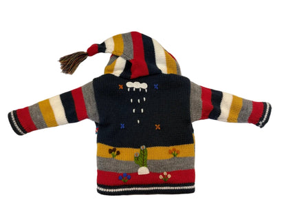 Peruvian Embroidered Hooded Cardigan Size 2T
