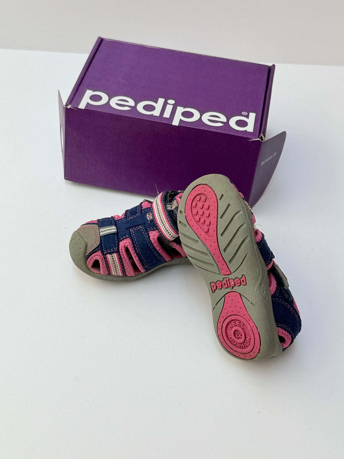 Pediped Sahara Navy Pink Sandals Size 6-6.5