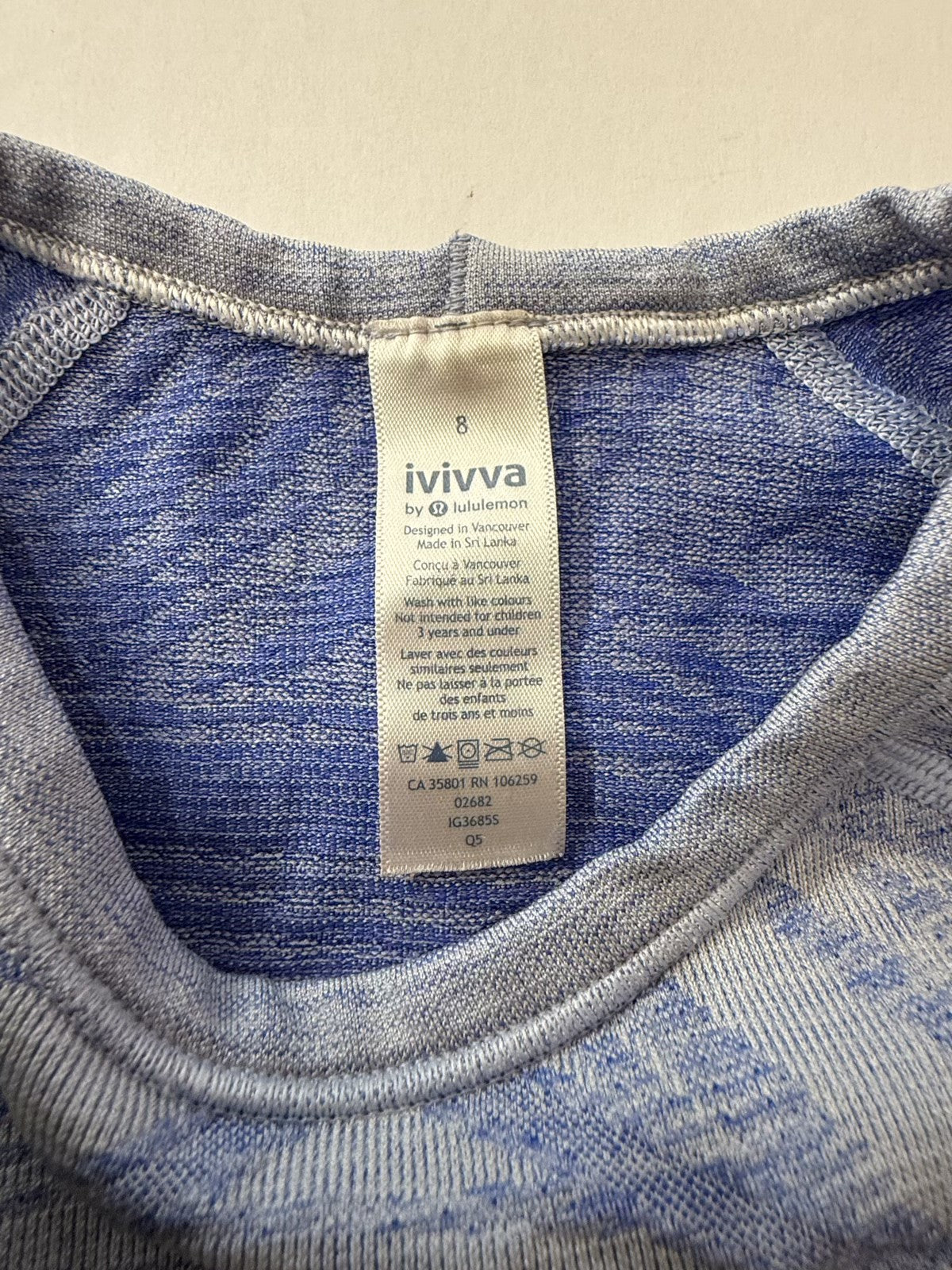 Ivivva by Lululemon Blue Long Sleeve Top Size 8