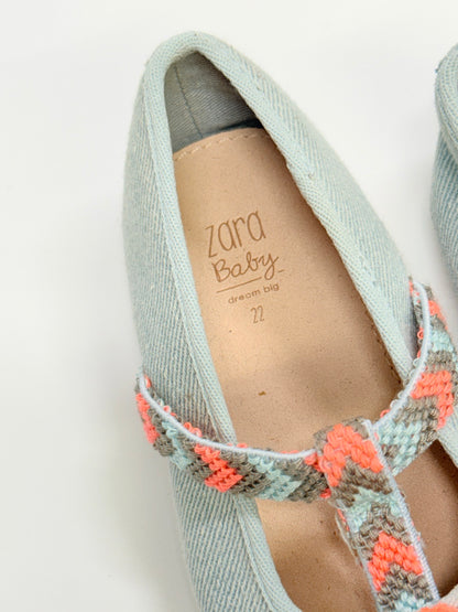 Zara Baby Denim Tassel Ballet Flat Size 22 - US6