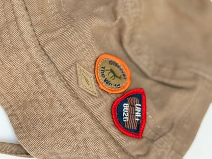 Khaki Kids Bucket Hat with Patches 6-12m