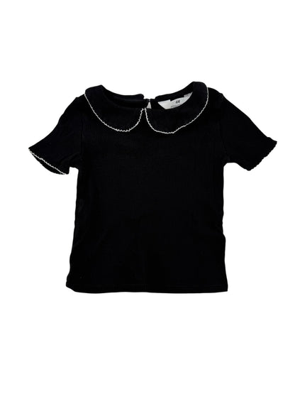 H&M Black Ribbed Peter Pan Collar Top Size 5T/6