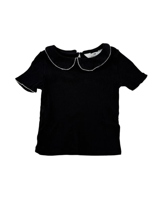 H&M Black Ribbed Peter Pan Collar Top Size 5T/6