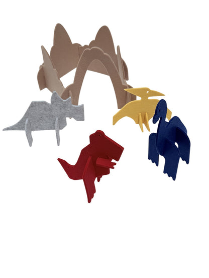 Cate & Levi Felt Dinosaur Playset with Cave