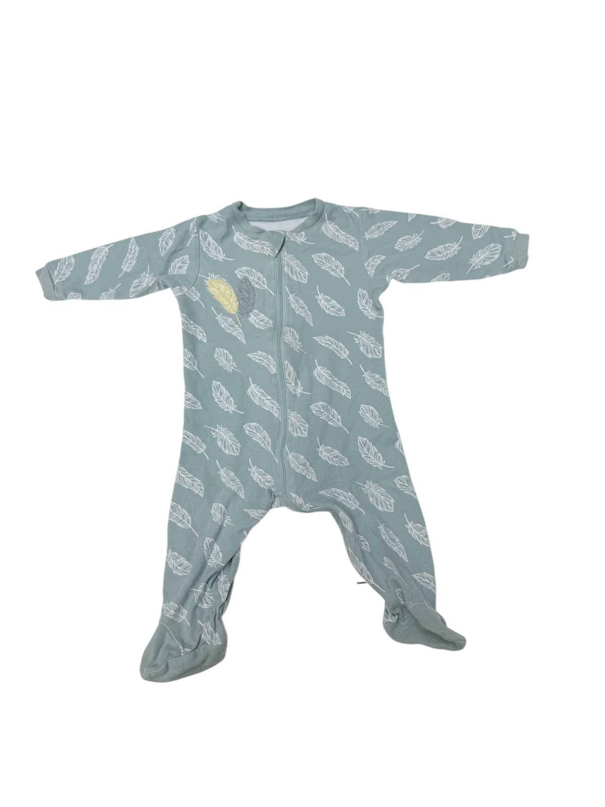 Tuffy Feather Print Footed Sleeper 6M