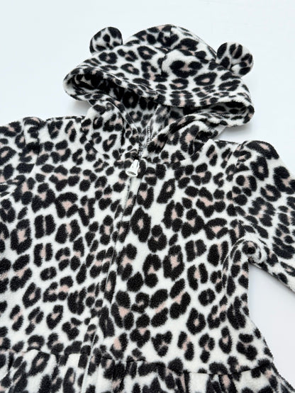 Children's Place Leopard Fleece Hooded Romper 18-24M