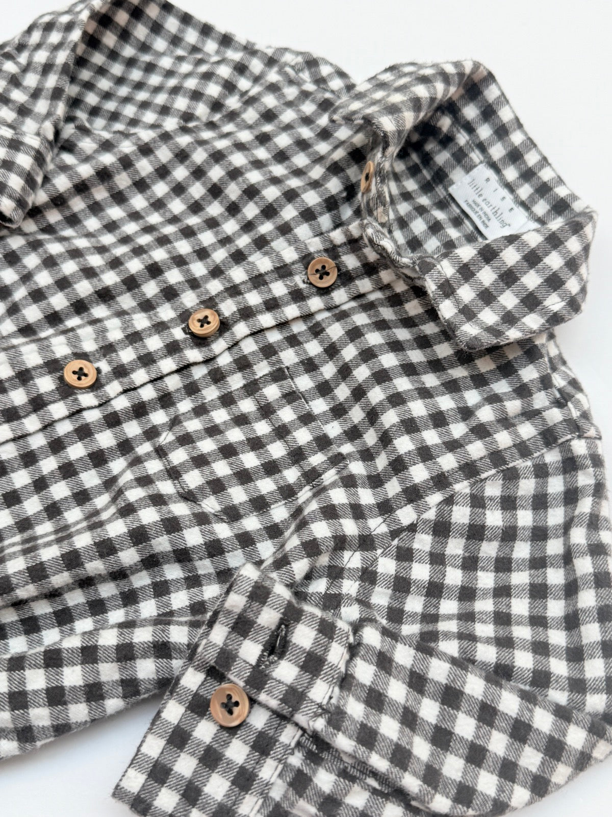 Rise Little Earthling Gingham Flannel Bodysuit 3-6M