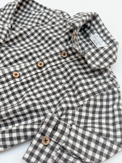 Rise Little Earthling Gingham Flannel Bodysuit 3-6M