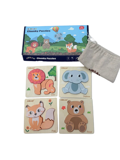 Airlab Chunky Puzzles Animal Wooden Toddler Set