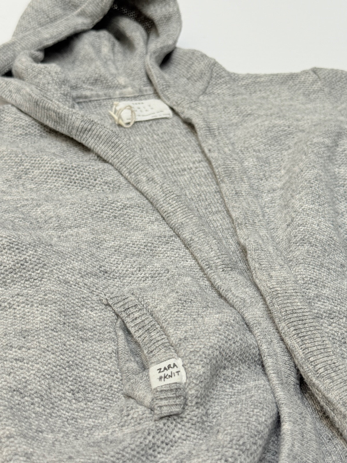 Zara Knit Wear Grey Hooded Cardigan 18-24M