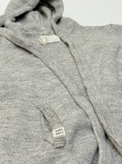 Zara Knit Wear Grey Hooded Cardigan 18-24M