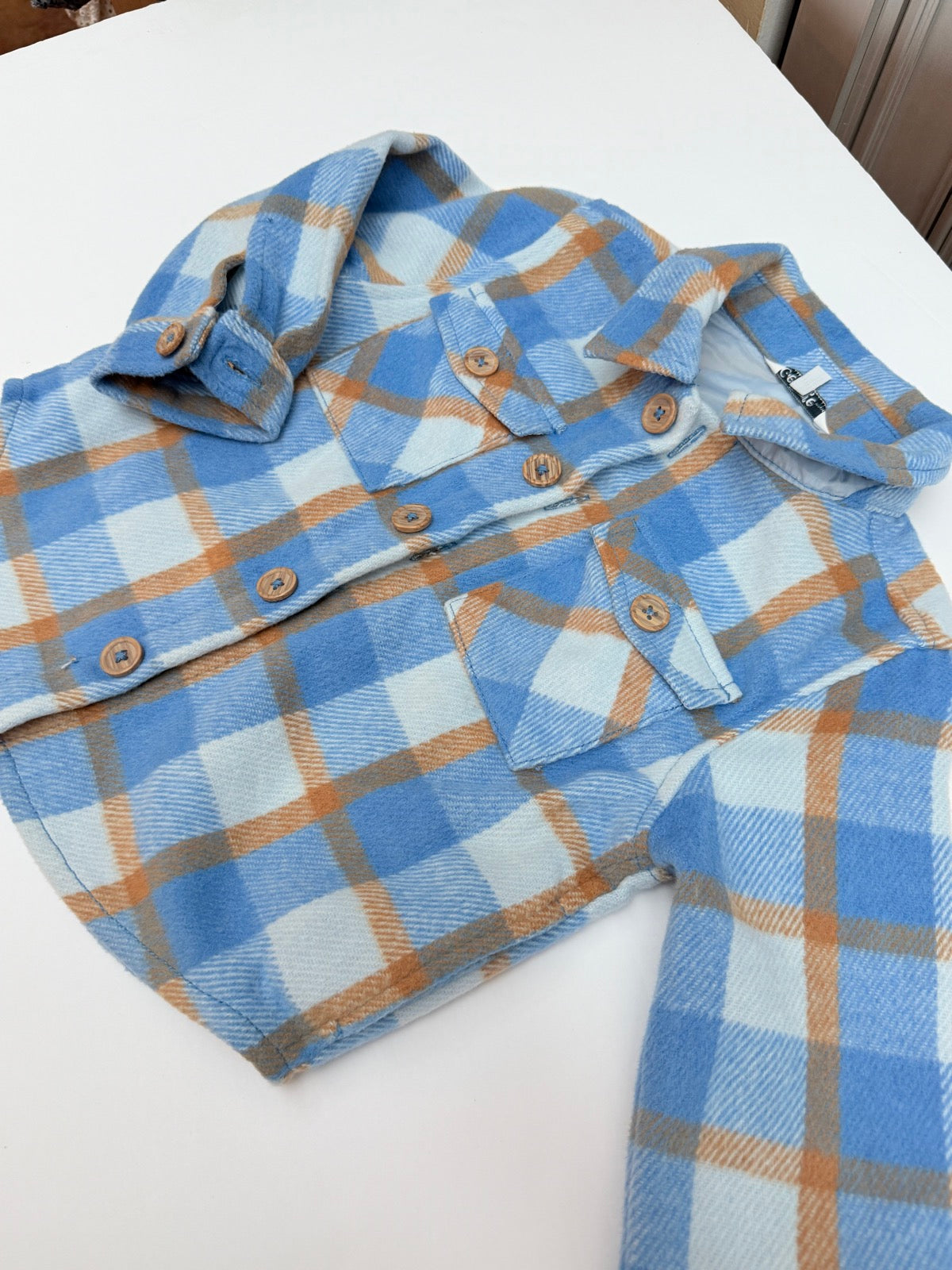 George Blue Plaid Flannel Shacket 4T