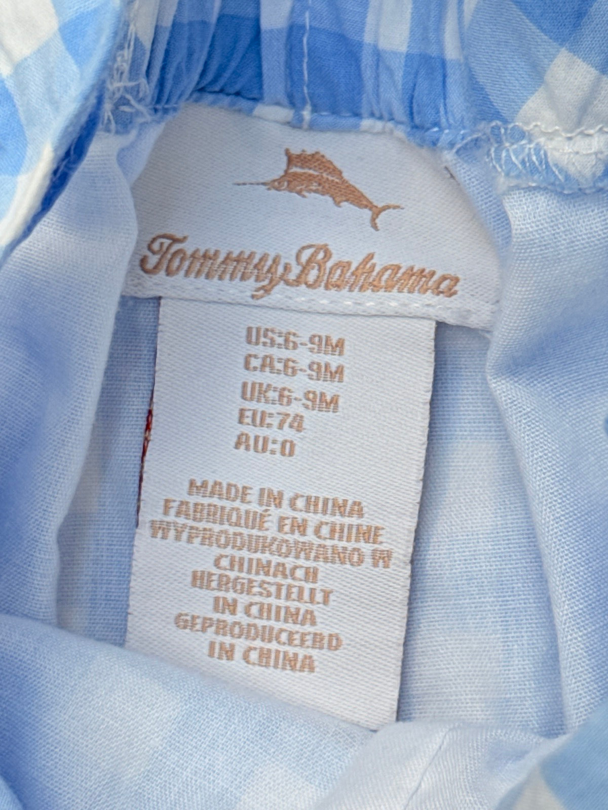 Tommy Bahama Gingham Romper 6-9M